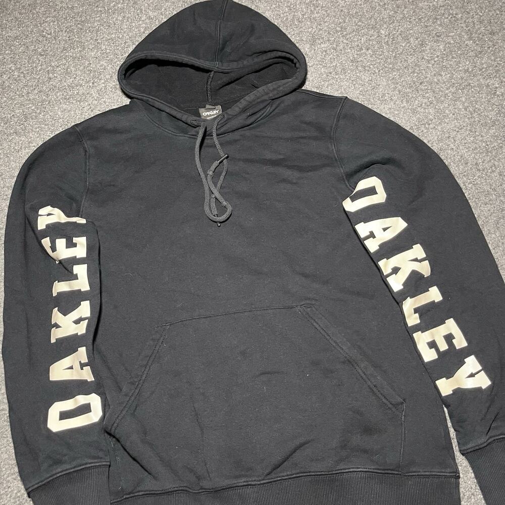 Oakley Hoodie Mens Medium Black Pullover Sweatshirt Logo Custom Fit